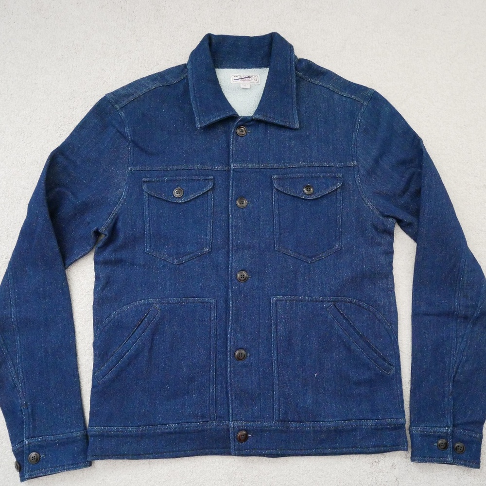 J.Crew Wallace & Barnes sample Indigo fleece Trucker Jacket